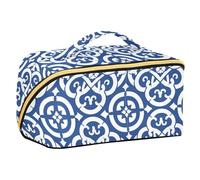 sanluoli Neceser plano con patrón geométrico Liberty con divisores, bolsa de aseo portátil para mujer, accesorios de viaje