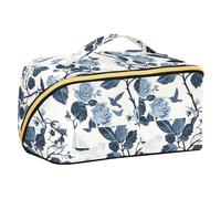 sanluoli Ocean Beach - Bolsas de cosméticos estilo safari con diseño de rosas con divisores con cremallera, gran bolsa de maquillaje, accesorios de viaje