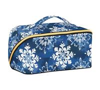 sanluoli Ocean Beach - Neceser estilo safari con divisores con cremallera para mujer, diseño de copos de nieve, accesorios de viaje