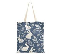 sanluoli Old Slow Style Bunny Denim - Bolsas de lona azul oscuro de gran capacidad con asas para el mercado de comestibles y agricultores de 16 x 15 pulgadas, esenciales para la escuela