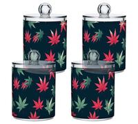 sanluoli Organizador de caramelos de plástico transparente con tapa de hoja de arce, color rojo, salvia, verde, contenedor de almacenamiento decorativo para hisopos de algodón, almohadillas de algodón