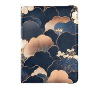 sanluoli Organizador de documentos de piel estilo japonés con diseño de flores japonesas, funda protectora para vacunas, ultradelgada