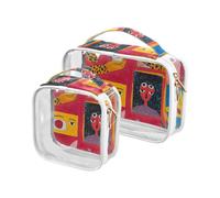 sanluoli Paquete de 2 bolsas de aseo coloridas de arte abstracto transparente para hombre, aprobado por la TSA, bolsa de maquillaje multifuncional, pequeños artículos esenciales de afeitado, arte