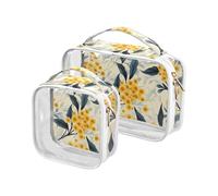 sanluoli Paquete de 2 bolsas de aseo transparentes Australia Golden Wattle Beauty Flowers para hombres, bolsas reutilizables aprobadas por la TSA, kit de afeitado para mujeres y hombres, flores de