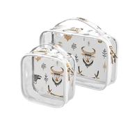 sanluoli Paquete de 2 bolsas de aseo transparentes de estilo bohemio simple de vaca West Highlander, aprobada por la TSA, impermeable, bolsa de maquillaje de viaje, esencial para viaje, estilo bohemio