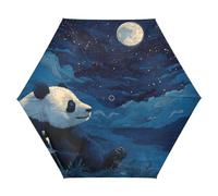 sanluoli Paraguas automático UV50+ especialmente diseñado y fuerte con funda estampada, paraguas grandes para lluvia, apertura automática, sombrillas de lluvia-Lue Quiet Panda