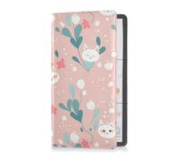 sanluoli Peach Cute White Cats Spring - Funda de piel para registro de automóvil y tarjeta de seguro para automóvil, organizador para documentos, tarjetas, licencia