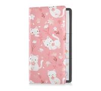 sanluoli Peach Cute White Cats Spring - Soporte de cuero de primera calidad para registro de automóvil y seguro, cartera perfecta para tarjetas, documento esencial para licencia de conducir