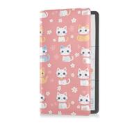 sanluoli Peach Cute White Cats Spring - Tarjetero de cuero de primera calidad para tarjetas de registro y seguro, organizador para tarjetas, documentos esenciales, documentos de licencia de conducir