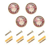sanluoli - Perillas de cerdo en miniatura para aparador vintage, 1.26 pulgadas (32 mm) para vestíbulo, paquete de 4