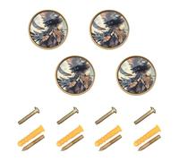 sanluoli - Perillas de gato personalizable con patrones tribales y plumas para armarios y cajones, pomos vintage de 1.26 pulgadas (32 mm) para pasillo (4 unidades)