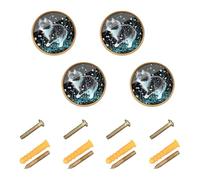 Sanluoli - Perillas redondas para armario de gato, estilo Ragdoll de arte personalizables, 1.26 pulgadas (32 mm) para gabinete de puerta, paquete de 4