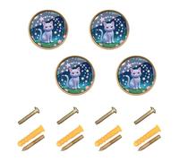 Sanluoli - Pomos de puerta de gabinete vintage con lentejuelas falsas para gato, 1.26 pulgadas (32 mm) para cómoda, paquete de 4