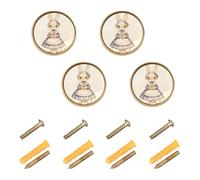 sanluoli - Pomos redondos personalizables para cajones de cocina, 32 mm, diseño vintage y lindo conejo de dibujos animados, paquete de 4