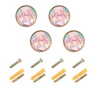 Sanluoli - Pomos y asas personalizables para armario de cocina para gato, diseño bohemio, 1.26 pulgadas (32 mm) para estantería, paquete de 4