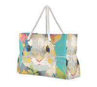 sanluoli Pop Art Chinchilla - Bolsas de viaje portátiles para mujer, con bolsillos laterales, color verde menta y bolsillos con cremallera