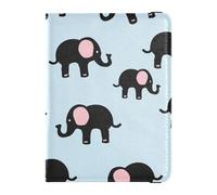 Sanluoli - Portatarjetas de piel con diseño de elefante negro para pasaporte y vacuna, estuche combinado para documentos de viaje, cartera para documentos de viaje, libro de pasaporte, impermeable