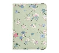 Sanluoli - Portatarjetas para pasaporte y vacunas, color verde, diseño de flores trituradas, organizador de documentos, accesorios ultradelgados