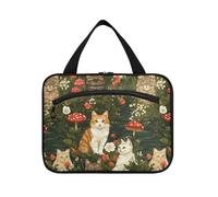 sanluoli Resistentes bolsas de aseo de viaje para mujer con gancho, diseño de gatos Manx a River, bolsa de cepillo lavable para accesorios de viaje, bolsa de maquillaje para mujer, Robusto Manx gatos