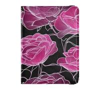 sanluoli Roses Peach - Funda de piel negra para pasaporte, funda para pasaporte, cartera combinada con bonito libro de pasaporte, impermeable