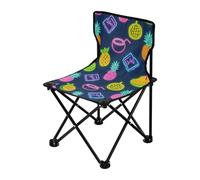 sanluoli Silla portátil de viaje para esperar en línea, verano, neón, coco, fruta, piña, mochilero, incluye bolsa de transporte