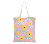 sanluoli Simple Little Flowers - Bolsa de lona reutilizable para mujer, Navidad, jubilación, compras, playa, trabajo, 16 x 15 pulgadas, esencial para la escuela