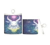 sanluoli Strange Capricorn - Contenedores de plástico transparente para almacenamiento con tapa Dresser Essentials, contenedor de almacenamiento decorativo para hisopos de algodón, almohadillas de