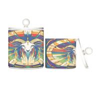 sanluoli Strange Capricorn - Tarros de almacenamiento de plástico transparente con tapa Dresser Essentials, contenedores de almacenamiento decorativos para hisopos de algodón, almohadillas de algodón