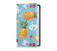 Sanluoli Summer Fresh Fruits Blue Pu Leather Registro de coche y soporte de seguro de vehículo para documentos esenciales, licencia de conducir, tarjetas