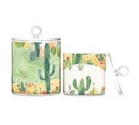 sanluoli Tarros de almacenamiento de plástico transparente con tapa, artículos esenciales de baño, cubos de almacenamiento decorativos para hisopos de algodón, almohadillas de algodón, púas de hilo