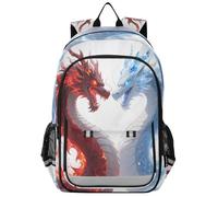 sanluoli The Backpack Kid 8-12: bolsas de libros de gran capacidad para primaria en varios colores - Cool Blue Red Dragon
