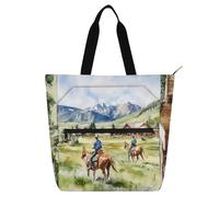 sanluoli The Cowboy Ranch in Montana - Bolsas de mano para niños, mujeres y hombres, bolsa de hombro grande gótica con cremallera para la escuela y el tiempo de juego, suministros escolares arcoíris