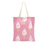 sanluoli Yummy Ice Cream Peach - Bolsa de lona mediana de gran capacidad para comestibles, Navidad, jubilación, compras, playa, trabajo, 16 x 15 pulgadas, esencial para la escuela