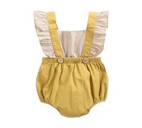 Sanlutoz Algodón Mamelucos para recién Nacidos Bebes Mangas con Volantes Ropa de bebé Verano (18-24 meses, BRS9044-YE)