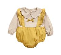 Sanlutoz Algodón Manga Larga Bebé Muchachas Monos Linda Princesa Ropa de bebé Otoño Moda Recién Nacido Bebé una Pieza Atuendos (0-6 Meses, BRW2053-YE)
