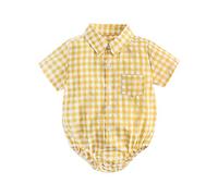 Sanlutoz Recién Nacido Bebé Traje Verano Manga Corta Algodón Bebé Ropa ModaTartán (BRS2006-YE, 12-18 meses)