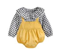Sanlutoz Recién Nacido Bebes Algodón Monos Moda Manga Larga Ropa de bebé Princesa Bebé una Pieza Linda (18-24 Meses, BRS2005-YE)