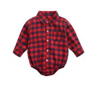 Sanlutoz Recién Nacido Bebes Niños Monos Moda Cuadrícula Manga Larga Algodón Ropa de bebé (0-6 meses, BRW9108-RD)