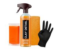 Sanmarino Clay Detail Lubricante Descontaminante para Carrocería 500 ml. - con clay bar, bayeta microfibra y guantes de nitrilo. Acabado suave y brillante (Kit completo).
