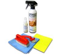 SANMARINO Kit Limpieza TAPICERÍAS Piel Y Cuero 500 ML. + NUTRIENTE Piel + Cepillo Doble Especial + BAYETAS