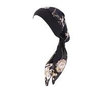 SanMei - Gorro para Mujer, diseño Vintage de turbantes, elástico, Banda Ancha, Bufanda, Estampado, quimioterapia - Negro - Large