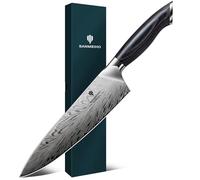 SANMEIHO Cuchillo de Chef de Acero en Polvo, 20cm de Cocina de Cocina Japonés, Cuchillo de Cocinero Profesional de Acero Duro, Cuchillo para Trinchar Ultra Afilado, Mango Ergonómico de Madera de Pakka