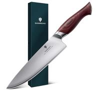 SANMEIHO Cuchillo de Chef Profesional 20cm - Cuchillo de Cocina Japonés con Hoja Afilada de Acero Inoxidable 10Cr15MoV (62 HRC) - Mango de Madera Pakka Ergonomico - OKINAWA Series