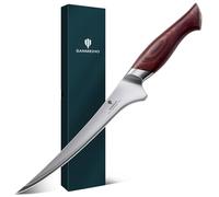 SANMEIHO Cuchillo Pescado 18cm, Cuchillo Deshuesador Afilado para Carne y Pescado en Acero Japonés 10Cr15Mov, Cuchillo Filete de Cocina Profesional con Hoja Flexible y Mango Ergonómico de Madera Pakka