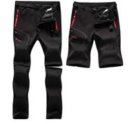 SANMIO Pantalones Aire Libre de Hombre Cortos Trekking Senderismo Secado Rápido Pantalón Funcionales Escalada Correr Montar Caminar Pantalones Negro, XXL