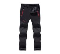 SANMIO Pantalones Trekking Hombre Pantalon de Trabajo Termicos Montaña Escalada Senderismo Esqui Softshell Invierno Polar Forrado Aire Libre Negro con vellón XL