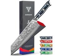 SANMUZUO Cuchillo de Kiritsuke Profesional, 22cm - serie Xuan - Cuchillo Cocinero de Cocina de Acero de Damasco con Mango de Resina (Negro Estrellado)