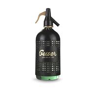 SANMY Agua de Soda Geiser Botella con Sifón Vintage, 1L - Diseño Retro y Color Negro