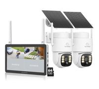 SANNCE 4MP PT Kit Cámara de Vigilancia WiFi Exterior Solar con 10" Monitor | 4K 10CH NVR, WiFi 6, 8000mAh Batería, PIR Detección Personas, Visión Nocturna Colorida, Audio de 2 Vías, IP65, 64GB microSD