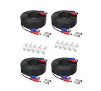 SANNCE 4Pcs BNC Cable 30m/100pies de Video Certificación UL, RoHS e ISET s.r.l Fuente de Alimentación para Sistema Cámara de Vigilancia DVR CCTV Kit de Seguridad para Hogar (Negro)